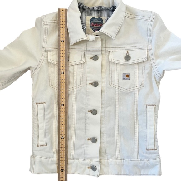 Vintage Carhartt White Denim Jean Jacket - Size Extra Small (XS) - Picture 4 of 13